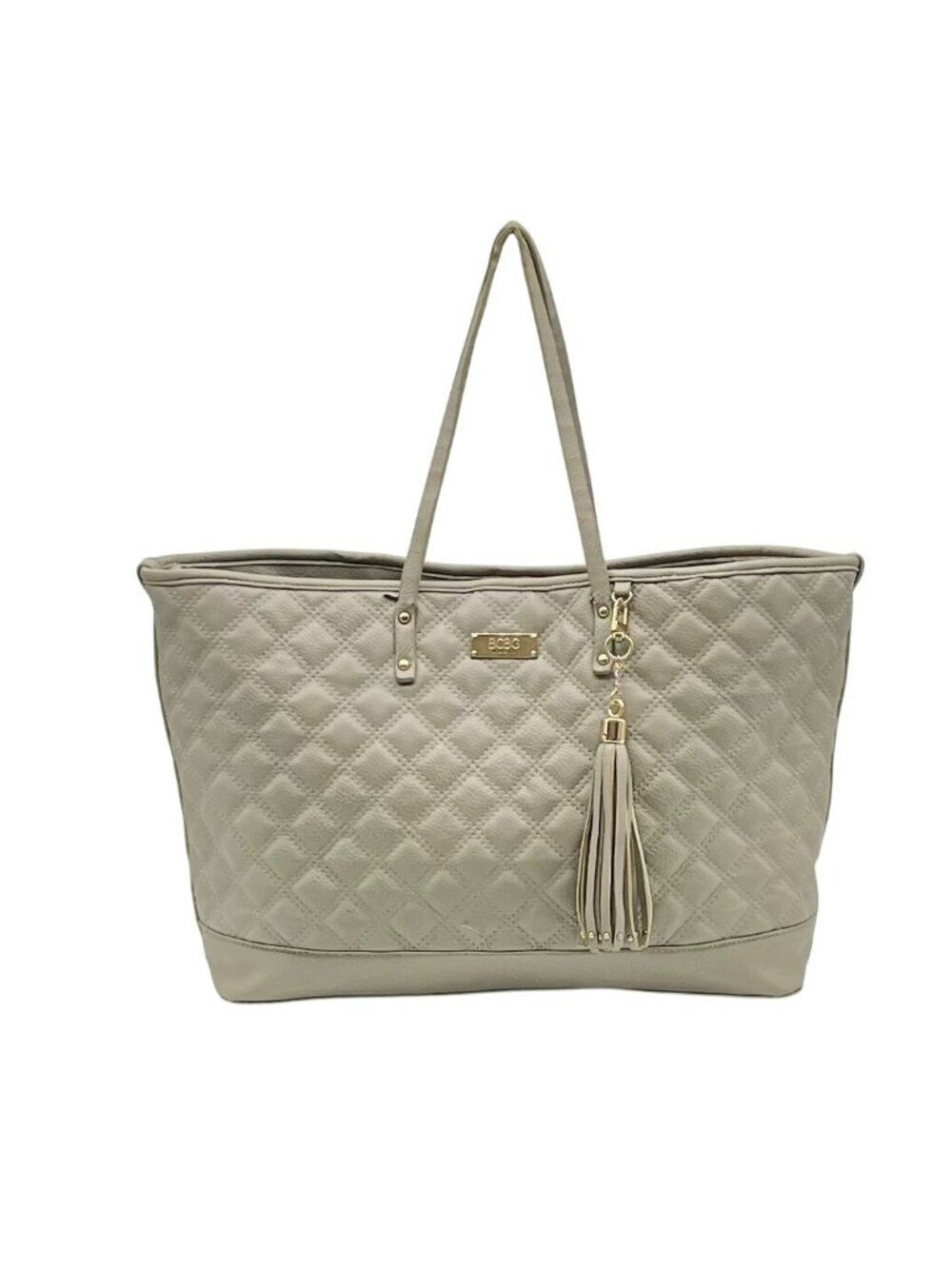 BCBG Paris Light Grey Faux Leather Shoulder Bag
